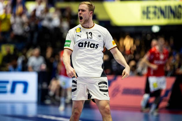 HERNING, DENMARK - FEBRUARY 1: Matthes Langhoff (Germany, 13) during the EHF EURO 2026 Final match between Denmark vs Germany at Jyske Bank Boxen Arena on February 1, 2026 in Herning, Denmark. Midtjylland Denmark Copyright: xMarioxM.xKobergx