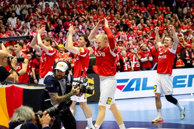 HERNING, DENMARK - FEBRUARY 1: celebration after victory team Denmark during the EHF EURO 2026 Final match between Denmark vs Germany at Jyske Bank Boxen Arena on February 1, 2026 in Herning, Denmark. Midtjylland Denmark Copyright: xMarioxM.xKobergx