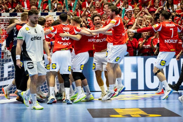 HERNING, DENMARK - FEBRUARY 1: celebration after victory team Denmark during the EHF EURO 2026 Final match between Denmark vs Germany at Jyske Bank Boxen Arena on February 1, 2026 in Herning, Denmark. Midtjylland Denmark Copyright: xMarioxM.xKobergx