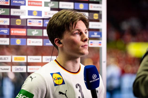 HERNING, DENMARK - FEBRUARY 1: Nils Lichtlein (Germany, 03) after the game during the EHF EURO 2026 Final match between Denmark vs Germany at Jyske Bank Boxen Arena on February 1, 2026 in Herning, Denmark. Midtjylland Denmark Copyright: xMarioxM.xKobergx