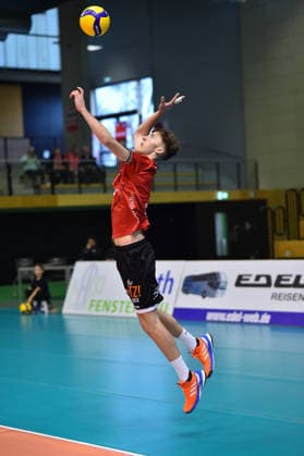 Jump serve, Dominik Marjanovic TV Rottenburg, 01 TV Rottenburg vs VC Juniors Frankfurt, Volleyball, 2 Bundesliga Sued, 17 Matchday, Match 5676, Season 2025 2026, 01 02 2026, TV Rottenburg vs VC Juniors Frankfurt, Volleyball, 2 Bundesliga Sued, 17 Matchday, Match 5676, Season 2025 2026, 01 02 2026 Rottenburg Copyright: xEibner-Pressefoto RalphxKunzex EP_RKE