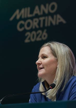 (260201) -- MILAN, Feb. 1, 2026 -- International Olympic Committee (IOC) President Kirsty Coventry attends the IOC Executive Board press conference, PK, Pressekonferenz at the main press center of Milan-Cortina 2026 Olympic Winter games, Winterspiele,Spiele, Summer games in Milan, Italy, Feb. 1, 2026. ) (SP)ITALY-MILAN-IOC EXECUTIVE BOARD-PRESS CONFERENCE DuxXiaoyi 