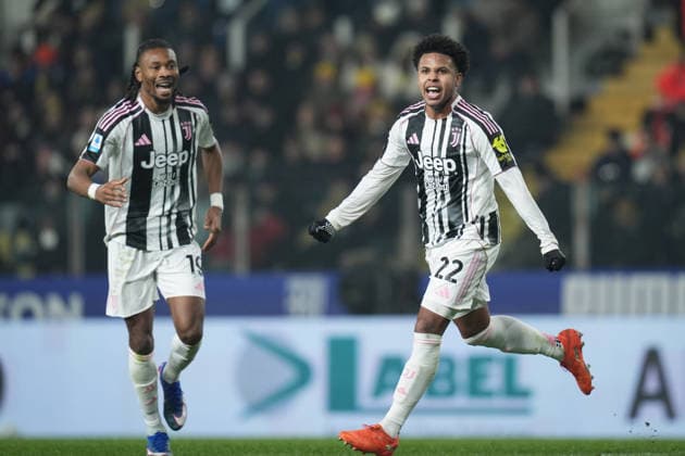 Juventus™ Weston McKennie celebrates after scoring the 0-2 goal for his team during the Serie A soccer match between Parma and Juventus at Ennio Tardini Stadium in Parma, North Italy, Sunday, February 1, 2026. Soccer  Copyright: xMassimoxPaolone LaPressex