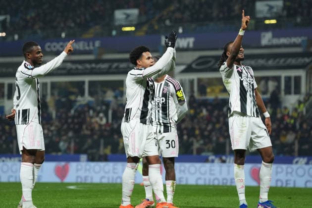 Juventus™ Weston McKennie celebrates after scoring the 0-2 goal for his team during the Serie A soccer match between Parma and Juventus at Ennio Tardini Stadium in Parma, North Italy, Sunday, February 1, 2026. Soccer  Copyright: xMassimoxPaolone LaPressex