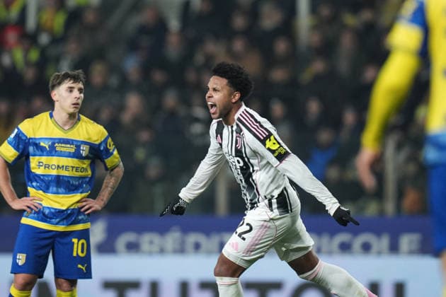 Juventus™ Weston McKennie celebrates after scoring the 0-2 goal for his team during the Serie A soccer match between Parma and Juventus at Ennio Tardini Stadium in Parma, North Italy, Sunday, February 1, 2026. Soccer  Copyright: xMassimoxPaolone LaPressex