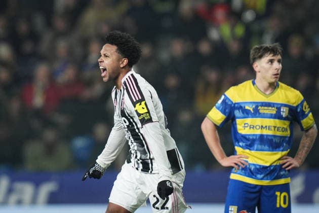 Juventus™ Weston McKennie celebrates after scoring the 0-2 goal for his team during the Serie A soccer match between Parma and Juventus at Ennio Tardini Stadium in Parma, North Italy, Sunday, February 1, 2026. Soccer  Copyright: xMassimoxPaolone LaPressex