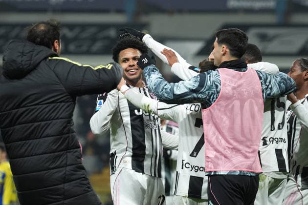 Juventus™ Weston McKennie celebrates after scoring the 0-2 goal for his team during the Serie A soccer match between Parma and Juventus at Ennio Tardini Stadium in Parma, North Italy, Sunday, February 1, 2026. Soccer  Copyright: xMassimoxPaolone LaPressex