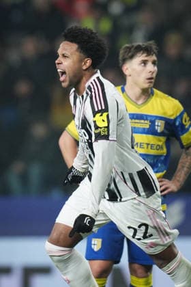 Juventus™ Weston McKennie celebrates after scoring the 0-2 goal for his team during the Serie A soccer match between Parma and Juventus at Ennio Tardini Stadium in Parma, North Italy, Sunday, February 1, 2026. Soccer  Copyright: xMassimoxPaolone LaPressex