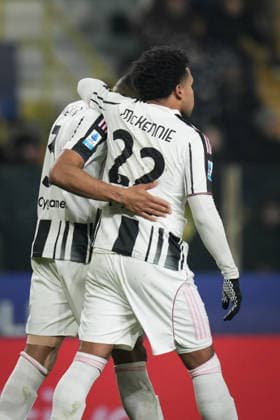 Juventus™ Bremer celebrates with Juventus™ Weston McKennie after scoring the 1-3 goal for his team during the Serie A soccer match between Parma and Juventus at Ennio Tardini Stadium in Parma, North Italy, Sunday, February 1, 2026. Soccer  Copyright: xMassimoxPaolone LaPressex