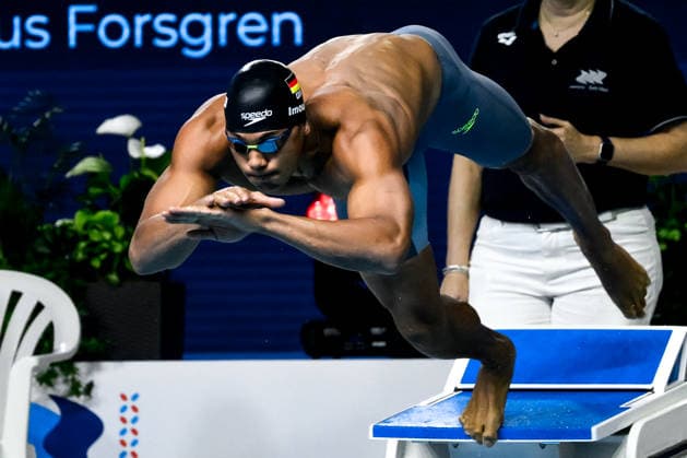 Melvin Imoudu of Germany, team Potsdamer SV competes in the 100m Breaststroke Men Heats during the 26th edition of the swimming event Euro Meet at Aquatic Centre of d™Coque, in Luxembourg, February 1, 2026. andreaxstaccioli