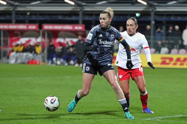 Google Pixel Women Bundesliga, RB Leipzig Eintracht Frankfurt 01 02 2026 Laura Freigang 10, Eintracht Frankfurt vs Gina Chmielinski 10, RB Leipzig Soccer, Google Pixel Women Bundesliga, Season 2025 2026, Matchday 16 RB Leipzig vs SG Eintracht Frankfurt on 01 02 2026, Training Center Cottaweg, Leipzig DFB REGULATIONS PROHIBIT ANY USE OF PHOTOGRAPHS AS IMAGE SEQUENCES AND OR QUASI VIDEO Copyright: xBEAUTIFULxSPORTS JanxKaeferx