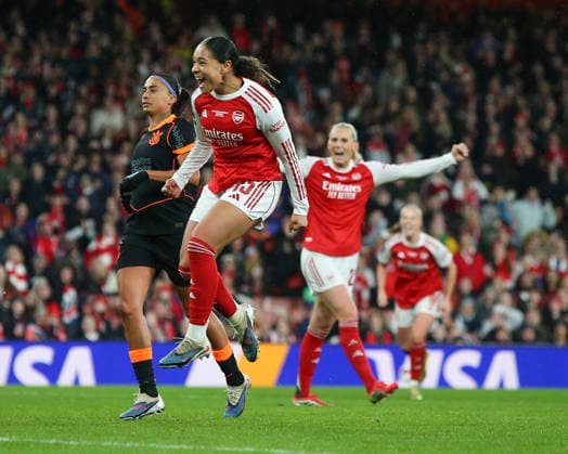 London, England, February 01 2026: Olivia Smith (15 Arsenal) celebrates after opening the scoring during the FIFA Womens Champions Cup 2026 Final game between Arsenal and SC Corinthians at Emirates Stadium in London, England. (Photo by Jay Patel Sports Press Photo SPP) Copyright: xJayxPatel SportsxPressxPhoto SPPx Sportspressphoto_SPR88384