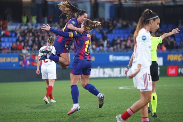 FC Barcelona, Barca Femeni v Sevilla FC Femenino - Liga F Moeve Kika Nazareth and Alexia Putellas celebrate during the match between FC Barcelona Women and Sevilla FC Women, corresponding to week 18 of the Liga F Moeve, played at the Johan Cruyff Stadium in Barcelona, Spain, on February 1, 2026. Barcelona Barcelona Spain  Copyright: xUrbanandsportx originalFilename:urbanandsport-fcbarcel260201_npZgj.jpg