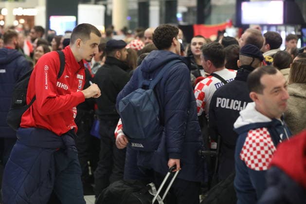 Velika Gorica, Croatia, 020226. Welcome of the Croatian handball team after winning bronze at the European Championship, EM, Europameisterschaft In the photo: Matej Mandic. Photo: Ranko Suvar CROPIX Hrvatska Copyright: xxRankoxSuvarx rukometasi_docek24-020226