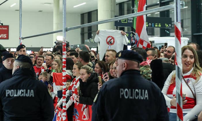 Welcoming the bronze medal-winning handball players at Franjo Tudjman Airport Welcoming the bronze medal-winning handball players at Franjo Tudjman Airport. Around 300 mostly young fans welcomed their heroes on their return to Croatia. The players got off the plane at around 4 am, at Zagreb, Croatia, on on February 02, 2026.  ZeljkoxLukunicx PIXSELL