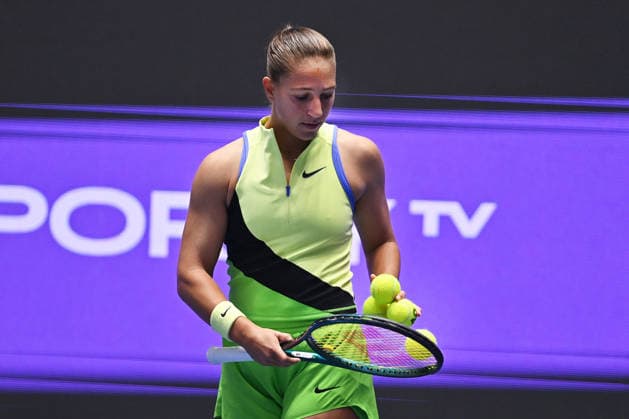 Diane Parry of France is seen during the match against Oceane Dodin of France at the WTA, Tennis Damen women s tennis tournament Ostrava Open on February 2, 2026, in Ostrava, Czech Republic. (CTKxPhoto JaroslavxOzana) CTKPhotoP2026020203869  CTKPhotoP2026020203869