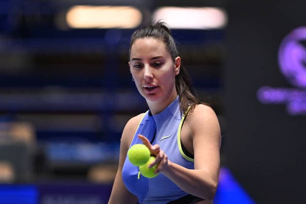 Oceane Dodin of France is seen during the match against Diane Parry of France at the WTA, Tennis Damen women s tennis tournament Ostrava Open on February 2, 2026, in Ostrava, Czech Republic. (CTKxPhoto JaroslavxOzana) CTKPhotoP2026020203901  CTKPhotoP2026020203901