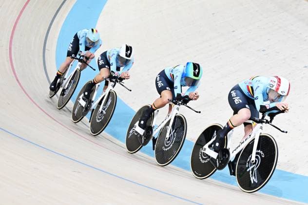 Belgian Helene Hesters, Belgian Luca Vierstraete, Belgian Shari Bossuyt and Belgian Katrijn De Clercq the women s Team Pursuit first round at the second day of the 2026 UEC Track Elite European Championships, in Konya, Turkey, Monday 02 February 2026. The European Championships take place from 01 to 05 February 2026. DIRKxWAEM  x160464134x