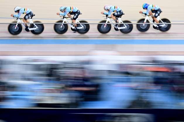 Belgian Luca Vierstraete, Belgian Helene Hesters, Belgian Katrijn De Clercq and Belgian Shari Bossuyt pictured in action during the women s Team Pursuit first round at the second day of the 2026 UEC Track Elite European Championships, in Konya, Turkey, Monday 02 February 2026. The European Championships take place from 01 to 05 February 2026. DIRKxWAEM  x160465441x