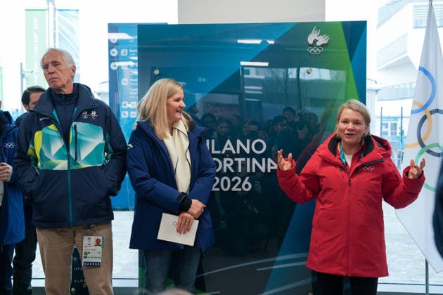 Giovanni Malago, Kirsty Coventry e Emma Terho all™Inaugurazione del Murale della Tregua Olimpica di Milano Cortina 2026 presso il Villaggio Olimpico - Cronaca - Milano 02 02 2026 (foto Claudio Furlan LaPresse) Inauguration of the Milan Cortina 2026 Olympic Truce Mural at the Olympic Village - News - Milan 02 02 2026  Copyright: xClaudioxFurlan LaPressex