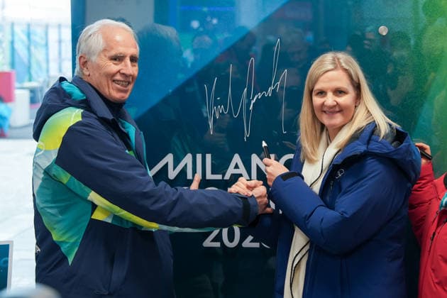 Giovanni Malago e Kirsty Coventry all™Inaugurazione del Murale della Tregua Olimpica di Milano Cortina 2026 presso il Villaggio Olimpico - Cronaca - Milano 02 02 2026 (foto Claudio Furlan LaPresse) Inauguration of the Milan Cortina 2026 Olympic Truce Mural at the Olympic Village - News - Milan 02 02 2026  Copyright: xClaudioxFurlan LaPressex