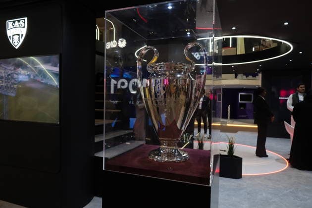 Champions League trophy meets visitors at Web Summit Qatar DOHA, QATAR - FEBRUARY 2: The UEFA Champions League trophy won by Paris Saint-Germain (PSG) is on display for visitors during Web Summit Qatar 2026 at the Doha Exhibition and Convention Center (DECC) in Doha, Qatar. Web Summit Qatar 2026, one of the world’s leading technology and entrepreneurship events, brings together global innovators, startups and industry leaders in the Qatari capital. Ali Altunkaya Anadolu Doha Qatar. Editorial use only. Please get in touch for any other usage.  Copyright: x2026xAnadoluxAlixAltunkayax