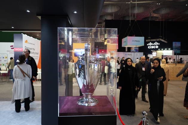 Champions League trophy meets visitors at Web Summit Qatar DOHA, QATAR - FEBRUARY 2: The UEFA Champions League trophy won by Paris Saint-Germain (PSG) is on display for visitors during Web Summit Qatar 2026 at the Doha Exhibition and Convention Center (DECC) in Doha, Qatar. Web Summit Qatar 2026, one of the world’s leading technology and entrepreneurship events, brings together global innovators, startups and industry leaders in the Qatari capital. Ali Altunkaya Anadolu Doha Qatar. Editorial use only. Please get in touch for any other usage.  Copyright: x2026xAnadoluxAlixAltunkayax