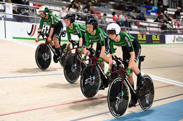 2026 UEC Track Elite European Championships Picture by Olly Hassell SWpix.com - 02 02 2026 - Cycling - 2026 UEC Track Elite European Championships - Konya Velodrome, Konya, Türkiye - Women s Team Pursuit First Round - Emma Jeffers (Ireland), Fiona Mangan (Ireland), Erin Creighton (Ireland), Esther Wong (Ireland) Copyright: x xSWpix.comx(t axPhotographyxHubxLtd)xOllyxHassell SWpix.comx SWP-3177-0304