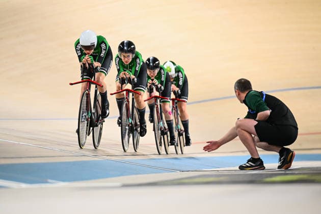 2026 UEC Track Elite European Championships Picture by Olly Hassell SWpix.com - 02 02 2026 - Cycling - 2026 UEC Track Elite European Championships - Konya Velodrome, Konya, Türkiye - Women s Team Pursuit First Round - Emma Jeffers (Ireland), Fiona Mangan (Ireland), Erin Creighton (Ireland), Esther Wong (Ireland) Copyright: x xSWpix.comx(t axPhotographyxHubxLtd)xOllyxHassell SWpix.comx SWP-3177-0305