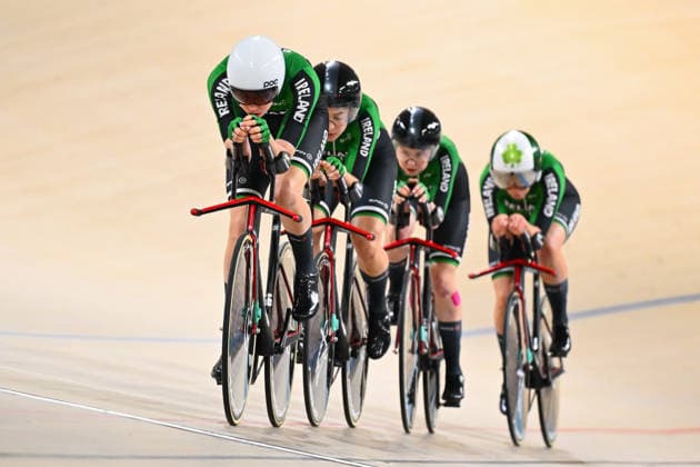 2026 UEC Track Elite European Championships Picture by Olly Hassell SWpix.com - 02 02 2026 - Cycling - 2026 UEC Track Elite European Championships - Konya Velodrome, Konya, Türkiye - Women s Team Pursuit First Round - Emma Jeffers (Ireland), Fiona Mangan (Ireland), Erin Creighton (Ireland), Esther Wong (Ireland) Copyright: x xSWpix.comx(t axPhotographyxHubxLtd)xOllyxHassell SWpix.comx SWP-3177-0306
