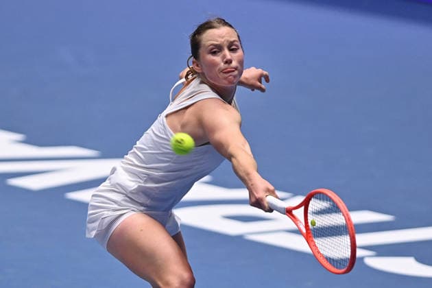 Anna Siskova from Czechia in action against Tamara Korpatsch from Germany during the WTA, Tennis Damen women s tennis tournament Ostrava Open, on February 2, 2026, in Ostrava, Czech Republic. (CTKxPhoto JaroslavxOzana) CTKPhotoP2026020205970  CTKPhotoP2026020205970