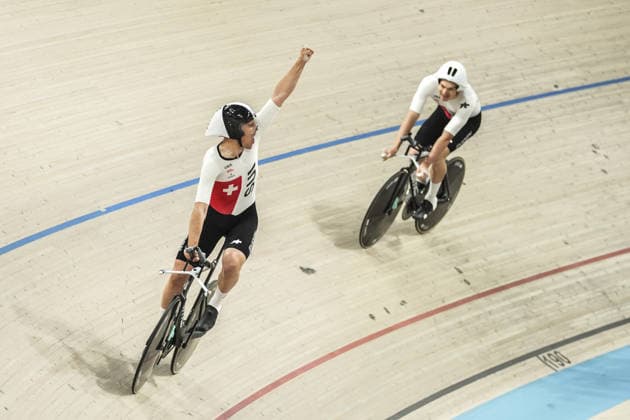 2026 UEC European Track cycling, Rad, Radsport, Bahnrad, Bahn Championships in Konya KONYA, TURKIYE - FEBRUARY 2: Noah Bogli of Switzerland celebrates after competing men s team pursuit races during 2026 UEC Track Cycling European Championships at Konya Velodrome in Konya, Turkiye on February 2, 2026. Dilara Irem Sancar Anadolu Konya Turkey. Editorial use only. Please get in touch for any other usage.  Copyright: x2026xAnadoluxDilaraxIremxSancarx