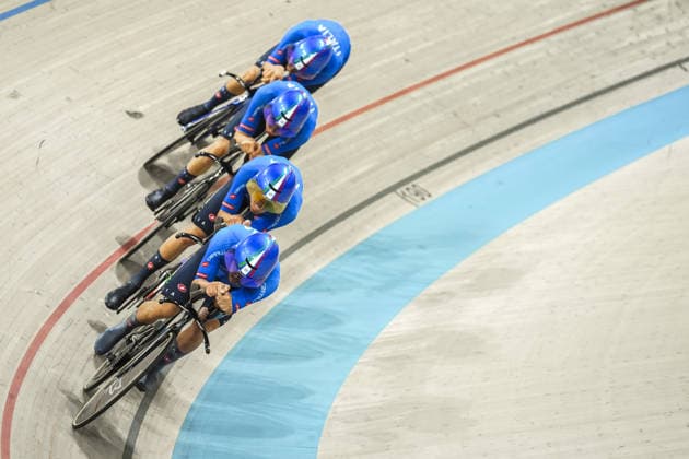 2026 UEC European Track cycling, Rad, Radsport, Bahnrad, Bahn Championships in Konya KONYA, TURKIYE - FEBRUARY 2: Athletes compete men s team pursuit races during 2026 UEC Track Cycling European Championships at Konya Velodrome in Konya, Turkiye on February 2, 2026. Dilara Irem Sancar Anadolu Konya Turkey. Editorial use only. Please get in touch for any other usage.  Copyright: x2026xAnadoluxDilaraxIremxSancarx