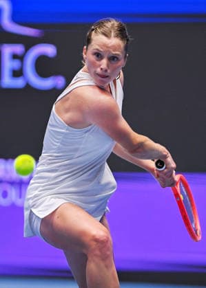 Anna Siskova from Czechia in action against Tamara Korpatsch from Germany during the WTA, Tennis Damen women s tennis tournament Ostrava Open, on February 2, 2026, in Ostrava, Czech Republic. (CTKxPhoto JaroslavxOzana) CTKPhotoP2026020206215  CTKPhotoP2026020206215