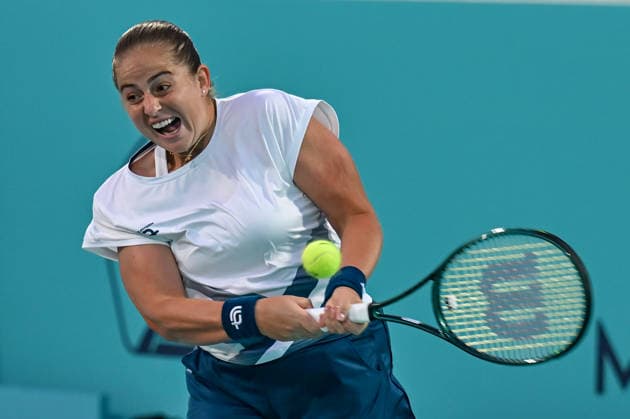 Mubadala Abu Dhabi Open ABU DHABI, UNITED ARAB EMIRATES - FEBRUARY 2: Jelena Ostapenko of Latvia in action against Oksana Selekhmeteva (not seen) during the women’s singles match of the Mubadala Abu Dhabi Open at Zayed Sports City International Tennis Centre in Abu Dhabi, United Arab Emirates on February 2, 2026. Waleed Zein Anadolu Abu Dhabi United Arab Emirates. Editorial use only. Please get in touch for any other usage.  Copyright: x2026xAnadoluxWaleedxZeinx