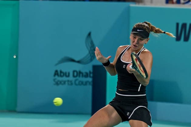 Mubadala Abu Dhabi Open ABU DHABI, UNITED ARAB EMIRATES - FEBRUARY 2: Oksana Selekhmeteva in action against Jelena Ostapenko of Latvia (not seen) during the women’s singles match of the Mubadala Abu Dhabi Open at Zayed Sports City International Tennis Centre in Abu Dhabi, United Arab Emirates on February 2, 2026. Waleed Zein Anadolu Abu Dhabi United Arab Emirates. Editorial use only. Please get in touch for any other usage.  Copyright: x2026xAnadoluxWaleedxZeinx