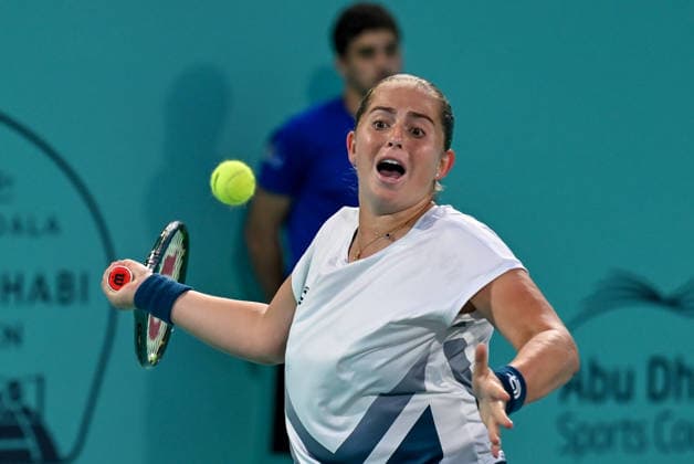 Mubadala Abu Dhabi Open ABU DHABI, UNITED ARAB EMIRATES - FEBRUARY 2: Jelena Ostapenko of Latvia in action against Oksana Selekhmeteva (not seen) during the women’s singles match of the Mubadala Abu Dhabi Open at Zayed Sports City International Tennis Centre in Abu Dhabi, United Arab Emirates on February 2, 2026. Waleed Zein Anadolu Abu Dhabi United Arab Emirates. Editorial use only. Please get in touch for any other usage.  Copyright: x2026xAnadoluxWaleedxZeinx