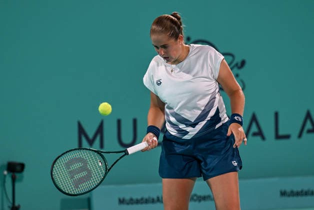 Mubadala Abu Dhabi Open ABU DHABI, UNITED ARAB EMIRATES - FEBRUARY 2: Jelena Ostapenko of Latvia in action against Oksana Selekhmeteva (not seen) during the women’s singles match of the Mubadala Abu Dhabi Open at Zayed Sports City International Tennis Centre in Abu Dhabi, United Arab Emirates on February 2, 2026. Waleed Zein Anadolu Abu Dhabi United Arab Emirates. Editorial use only. Please get in touch for any other usage.  Copyright: x2026xAnadoluxWaleedxZeinx