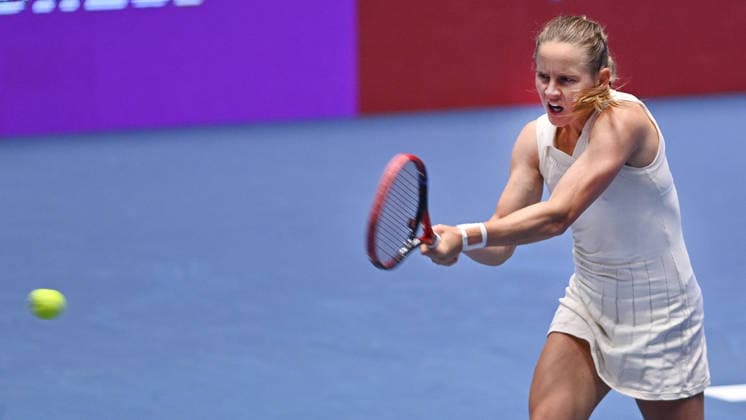 Fiona Ferro from France in action during match against Brenda Fruhvirtova from Czechia within the WTA, Tennis Damen women s tennis tournament Ostrava Open, on February 2, 2026, in Ostrava, Czech Republic. (CTKxPhoto JaroslavxOzana) CTKPhotoP2026020206569  CTKPhotoP2026020206569