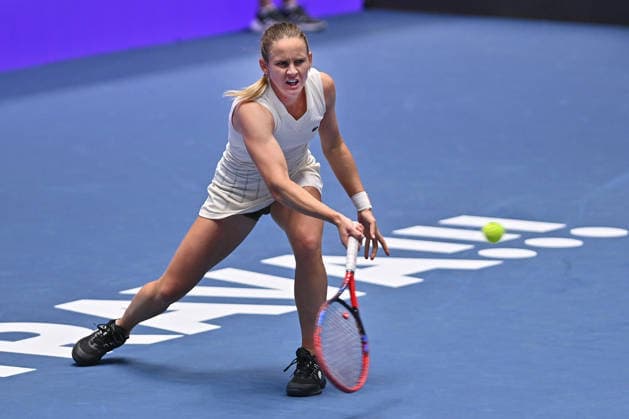 Fiona Ferro from France in action during match against Brenda Fruhvirtova from Czechia within the WTA, Tennis Damen women s tennis tournament Ostrava Open, on February 2, 2026, in Ostrava, Czech Republic. (CTKxPhoto JaroslavxOzana) CTKPhotoP2026020206660  CTKPhotoP2026020206660