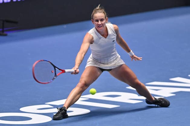 Fiona Ferro from France in action during match against Brenda Fruhvirtova from Czechia within the WTA, Tennis Damen women s tennis tournament Ostrava Open, on February 2, 2026, in Ostrava, Czech Republic. (CTKxPhoto JaroslavxOzana) CTKPhotoP2026020206704  CTKPhotoP2026020206704