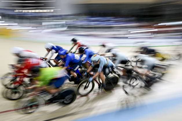 Belgian Lotte Kopecky (C) pictured in action at the women s Elimination Race on the second day of the 2026 UEC Track Elite European Championships, in Konya, Turkey, Monday 02 February 2026. The European Championships take place from 01 to 05 February 2026. DIRKxWAEM  x160524747x
