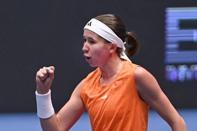 Nikola Bartunkova from Czechia reacts during match against Anna Blinkova from Russia within the WTA, Tennis Damen women s tennis tournament Ostrava Open, on February 2, 2026, in Ostrava, Czech Republic. (CTKxPhoto JaroslavxOzana) CTKPhotoP2026020207308  CTKPhotoP2026020207308