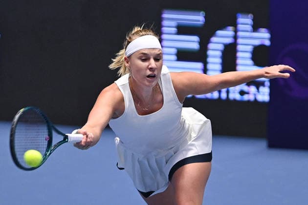 Anna Blinkova from Russia in action during match against Nikola Bartunkova from Czechia within the WTA, Tennis Damen women s tennis tournament Ostrava Open, on February 2, 2026, in Ostrava, Czech Republic. (CTKxPhoto JaroslavxOzana) CTKPhotoP2026020207340  CTKPhotoP2026020207340