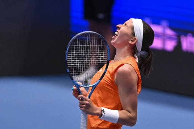 Nikola Bartunkova from Czechia celebrates victory over Anna Blinkova from Russia during the WTA, Tennis Damen women s tennis tournament Ostrava Open, on February 2, 2026, in Ostrava, Czech Republic. (CTKxPhoto JaroslavxOzana) CTKPhotoP2026020207684  CTKPhotoP2026020207684