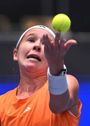 Nikola Bartunkova from Czechia in action during match against Anna Blinkova from Russia within the WTA, Tennis Damen women s tennis tournament Ostrava Open, on February 2, 2026, in Ostrava, Czech Republic. (CTKxPhoto JaroslavxOzana) CTKPhotoP2026020207706  CTKPhotoP2026020207706