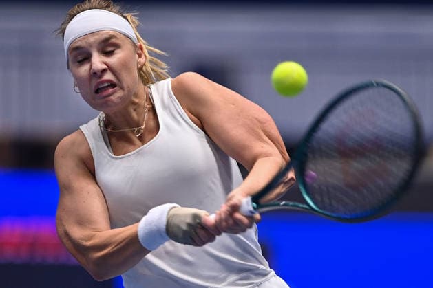 Anna Blinkova from Russia in action during match against Nikola Bartunkova from Czechia within the WTA, Tennis Damen women s tennis tournament Ostrava Open, on February 2, 2026, in Ostrava, Czech Republic. (CTKxPhoto JaroslavxOzana) CTKPhotoP2026020207723  CTKPhotoP2026020207723