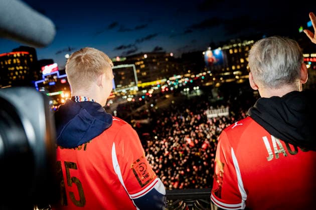 The Handball Men Honored at Copenhagen City Hall Magnus Saugstrup and National Coach Nikolaj Jacobsen on the Balcony at Copenhagen City Hall as Denmark s men s handball team is celebrated as European champions at Copenhagen City Hall on Monday, February 2, 2026 The team won gold at the European Handball Championship in Herning on Sunday and is invited to the city hall for the occasion, including city hall pancakes Photo Sebastian Elias Uth Ritzau Scanpix , Denmark  Copyright: Ritzau Scanpix SebastianxEliasxUthx spdk20260202-192443-L