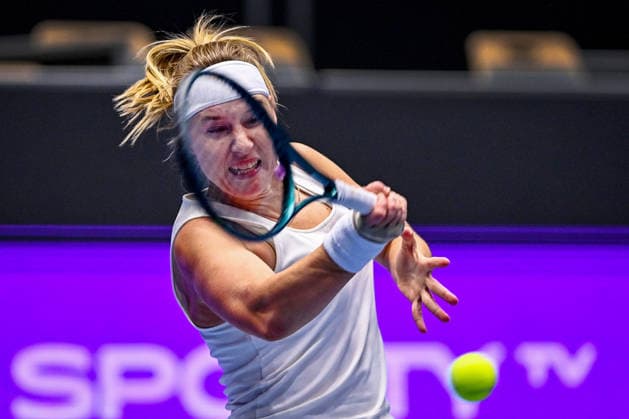 Anna Blinkova from Russia in action during match against Nikola Bartunkova from Czechia within the WTA, Tennis Damen women s tennis tournament Ostrava Open, on February 2, 2026, in Ostrava, Czech Republic. (CTKxPhoto JaroslavxOzana) CTKPhotoP2026020207802  CTKPhotoP2026020207802