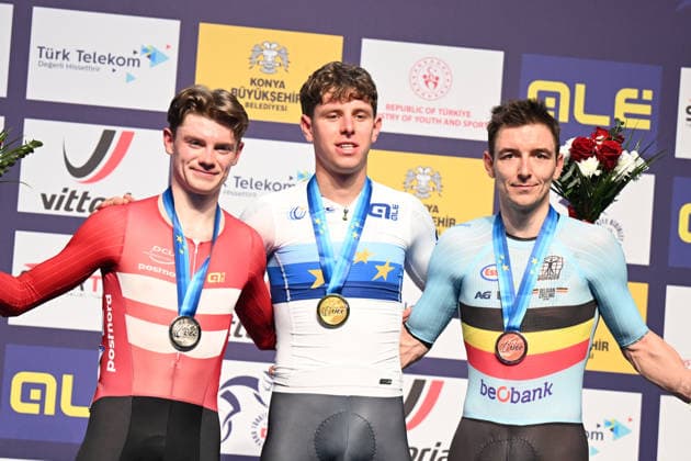 02-02-2026 European Championships Elite Track; Giornata 02; 2026, Germany; 2026, Danimarca; 2026, Belgium; Teutenberg, Tim Torn; Haugsted, Conrad; De Buyst, Jasper; Konya - Velodrom; 